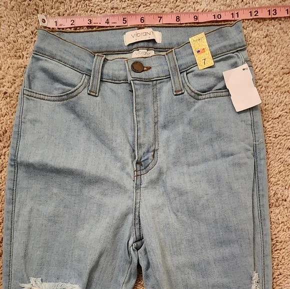 Vibrant Women's Sky Blue Ripped Boyfriend Jeans Sz.7 - Picture 6 of 8